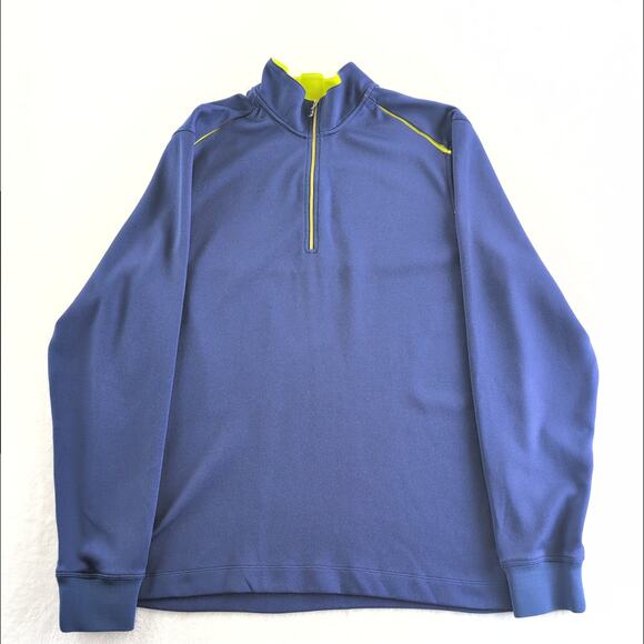 Nike Golf Dri Fit Quarter Zip Long Sleeve Navy/Neon Men's Large - Picture 1 of 7